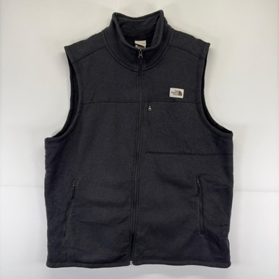古着 ザ・ノースフェイス THE NORTH FACE ベスト ニット 大きいサイズ ロゴ フルジップ ベターセータータイプ 2XL ブラック メンズ