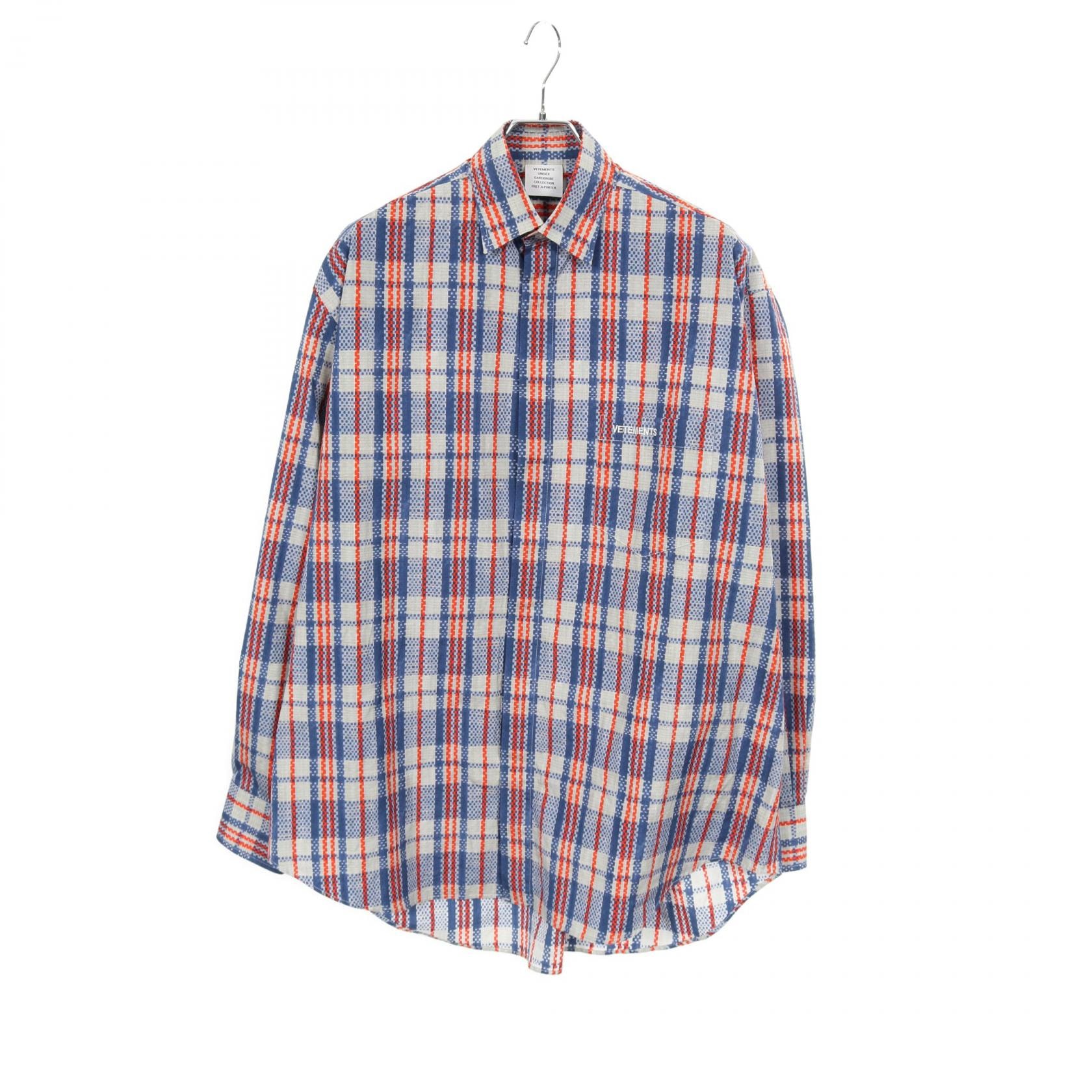 ヴェトモン VETEMENTS チェック 衣料品 トップス コットン メンズ レディース ブルー系 / マルチカラー 【中古】