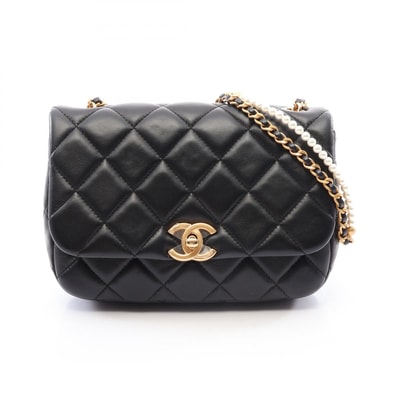 シャネル CHANEL マトラッセ フェイクパール ショルダーバッグ バッグ ラムスキン(羊革) レディース ブラック系 AS5352 【中古】