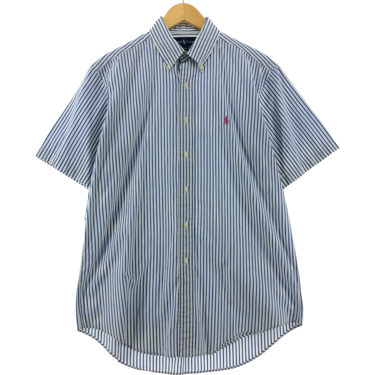古着 ラルフローレン Ralph Lauren CLASSIC FIT 半袖 ボタンダウン ストライプシャツ メンズM相当/eaa533687