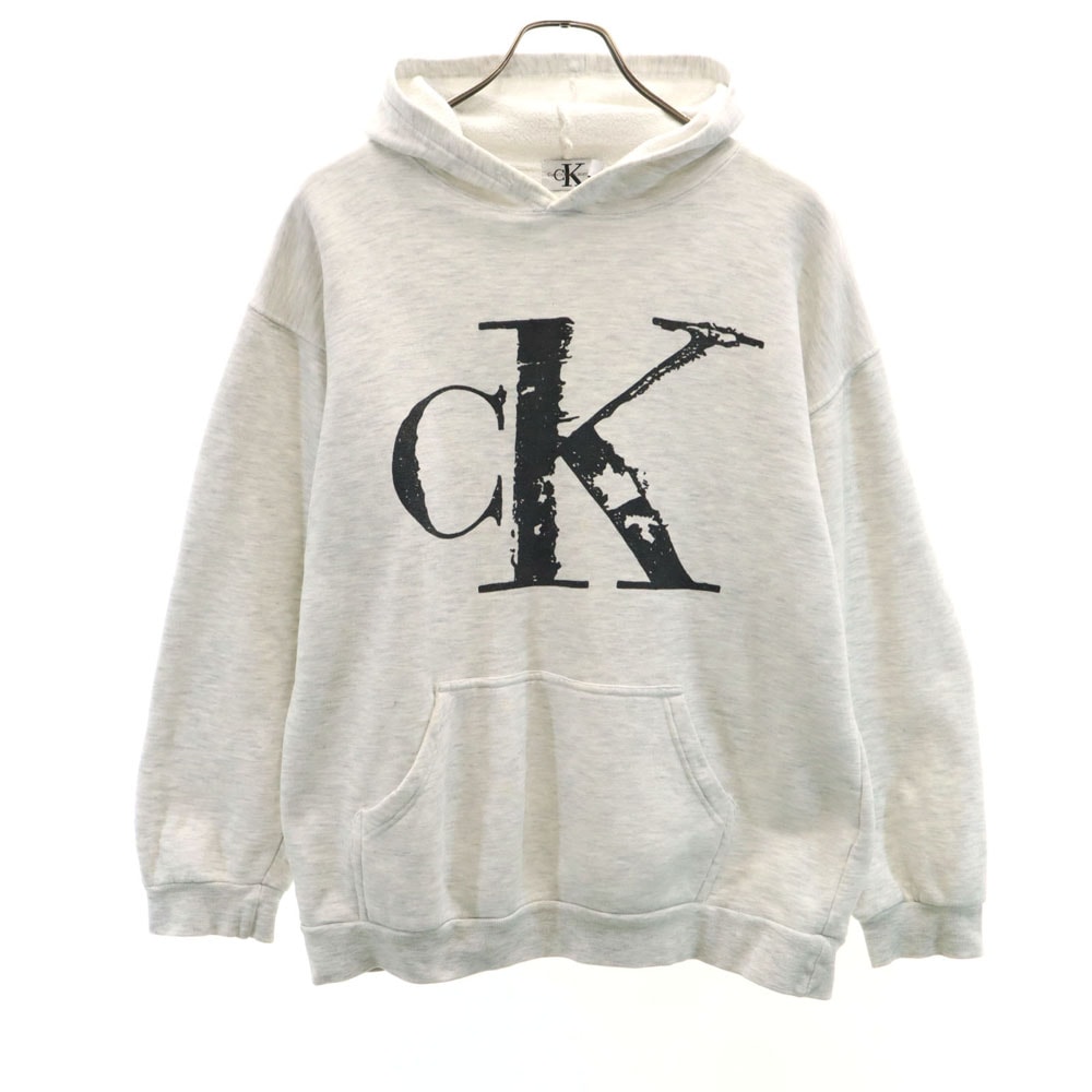 Calvin klein Jeans カルバンクラインジーンズ 90s オールド 長袖 パーカー L ホワイト 裏起毛