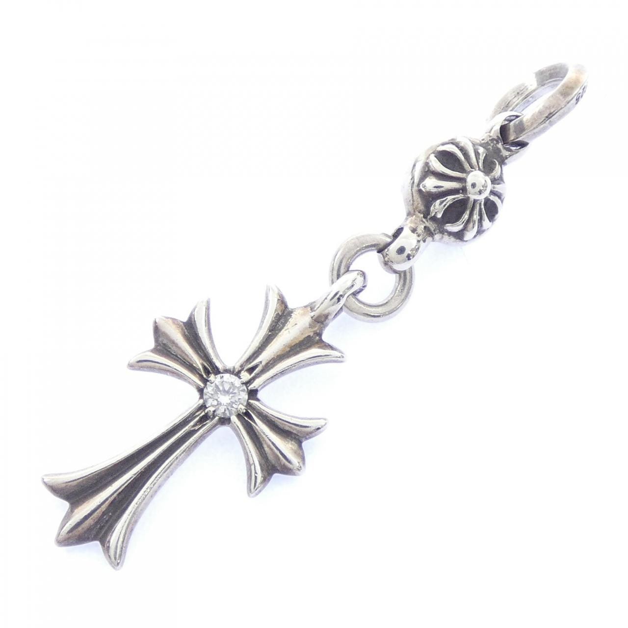 Chrome Hearts 1 Ball Tiny CH Cross 1 Diamond Pendant Silver 925 "Silver"