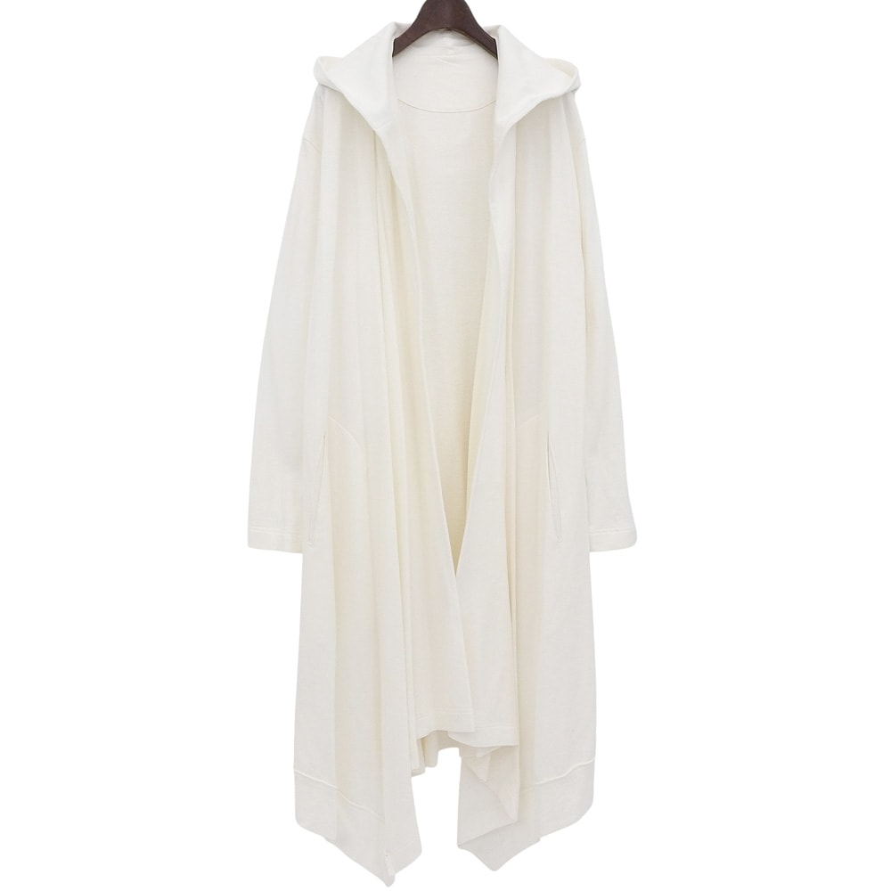 グラウンドワイ 新品同様 コットン ミニフリース ドレープフードカーディガン トップス メンズ 白 ホワイト 3 GN-D06-005 3