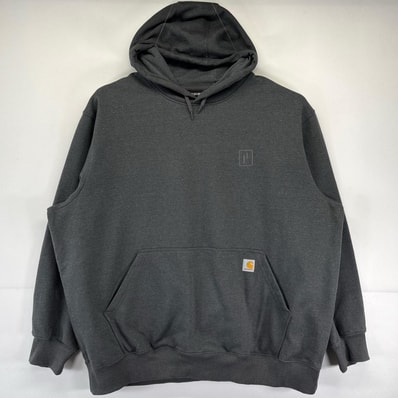 古着 カーハート Carhartt パーカー 大きいサイズ トレーナー プルオーバー ワンポイントロゴ刺繍デザイン 3XL グレー系 メンズ