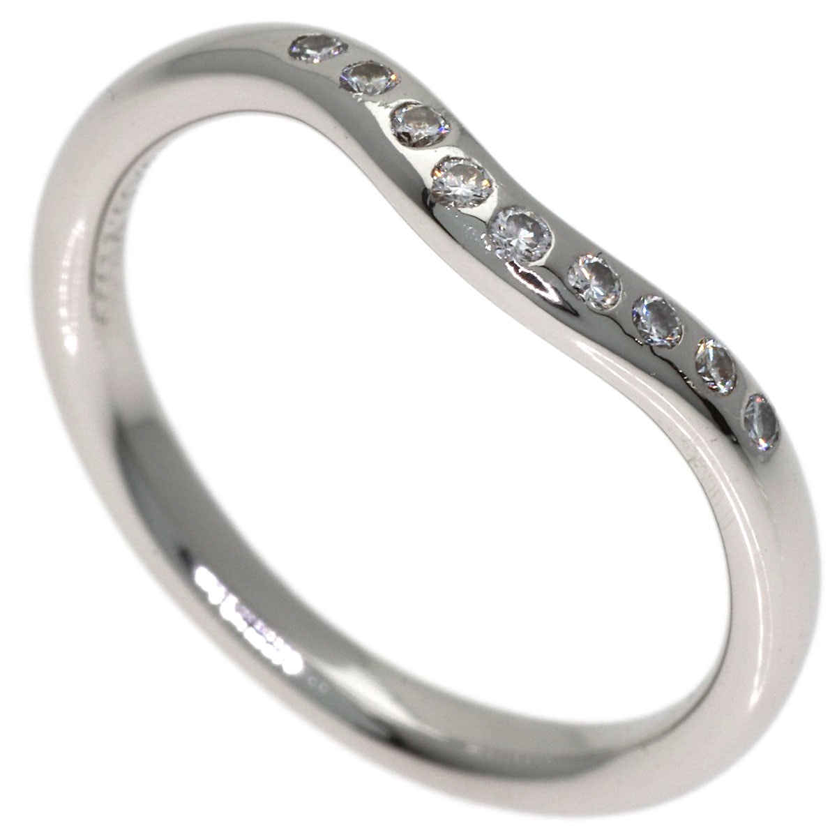 TIFFANY&Co. ティファニー カーブドバンド ダイヤモンド リング・指輪 PT950 レディース [中古]