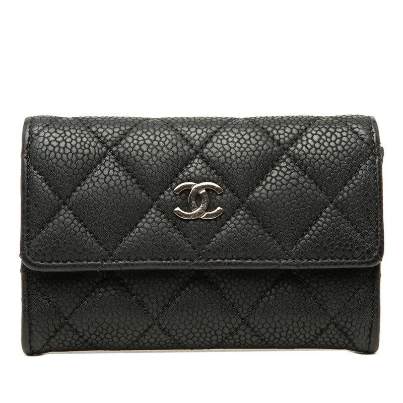 シャネル マトラッセ ココマーク カードケース コインケース 名刺入れ 小銭入れ ブラック キャビアスキン レディース CHANEL 【中古】