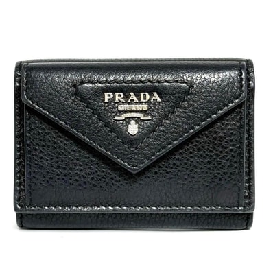 【男女兼用】プラダ メンズ 3つ折り 財布 ヴィッテロダイノ 黒 コンパクト