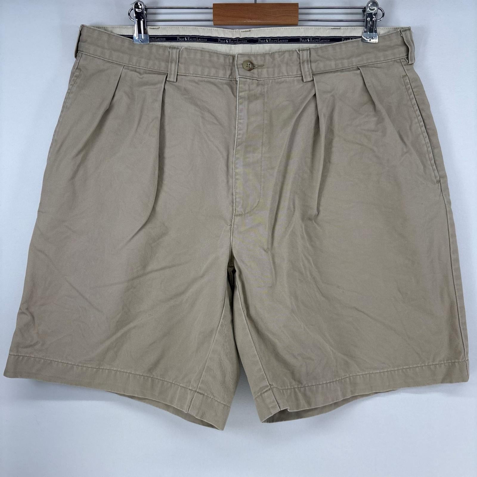古着 ポロ・ラルフローレン POLO RALPH LAUREN ショートパンツ チノパン ハーフパンツ ツータック w38 ベージュ メンズ