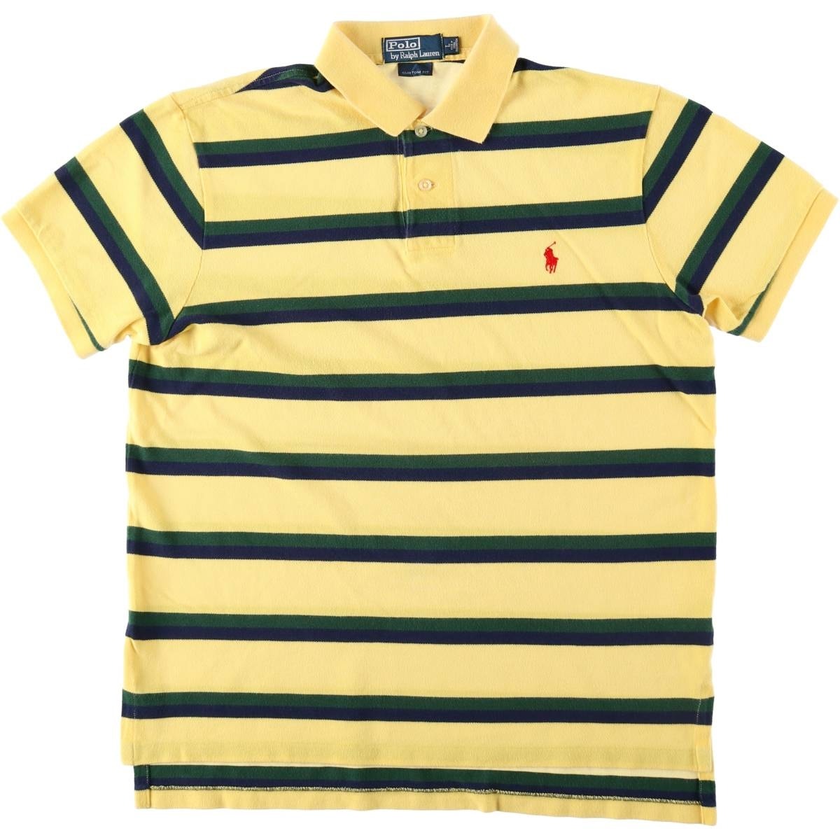古着 ラルフローレン Ralph Lauren POLO by Ralph Lauren CUSTOM FIT 半袖 ボーダー ポロシャツ メンズL相当/eaa644323