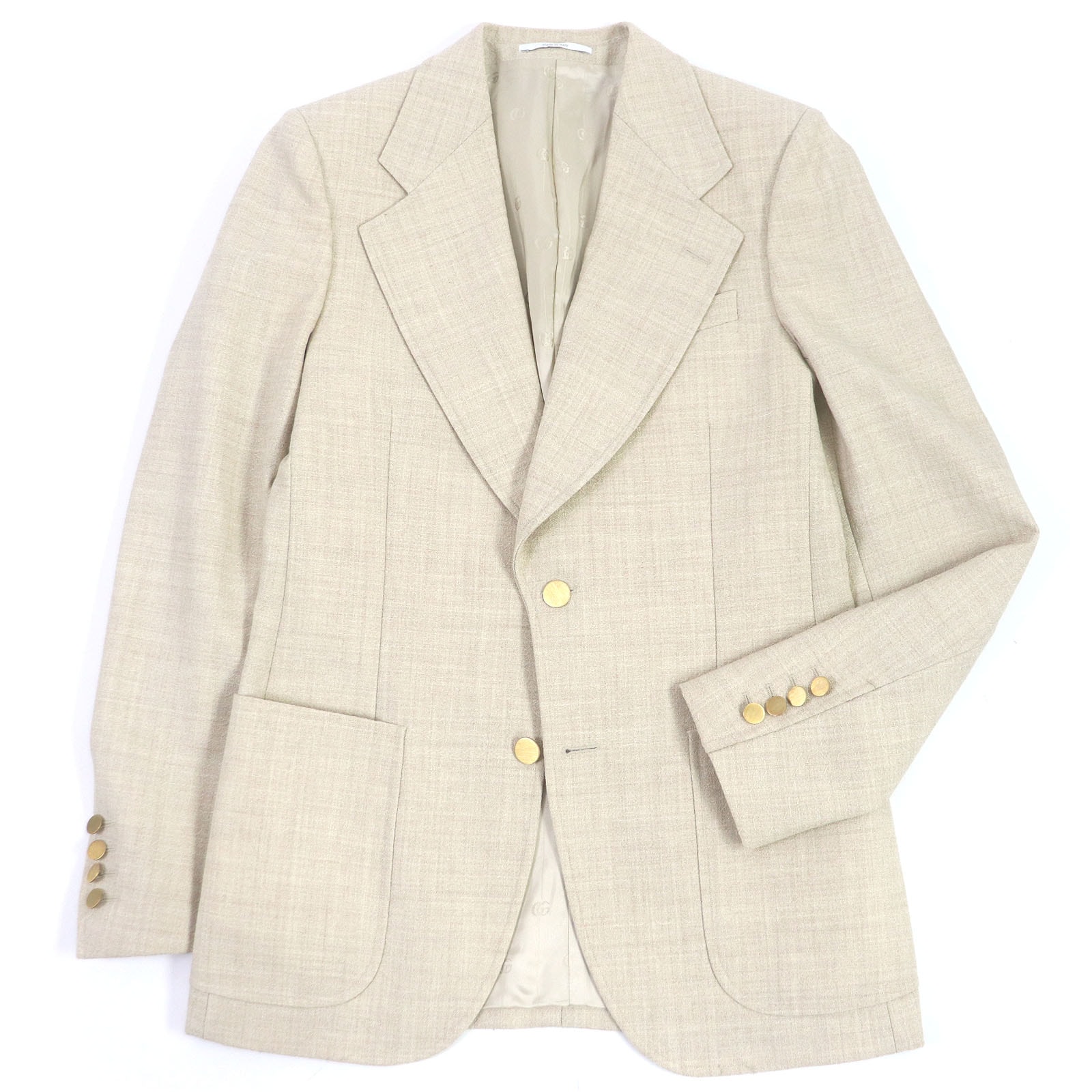 極美品 グッチ ワイドラペル 金ボタン ジャケット 44