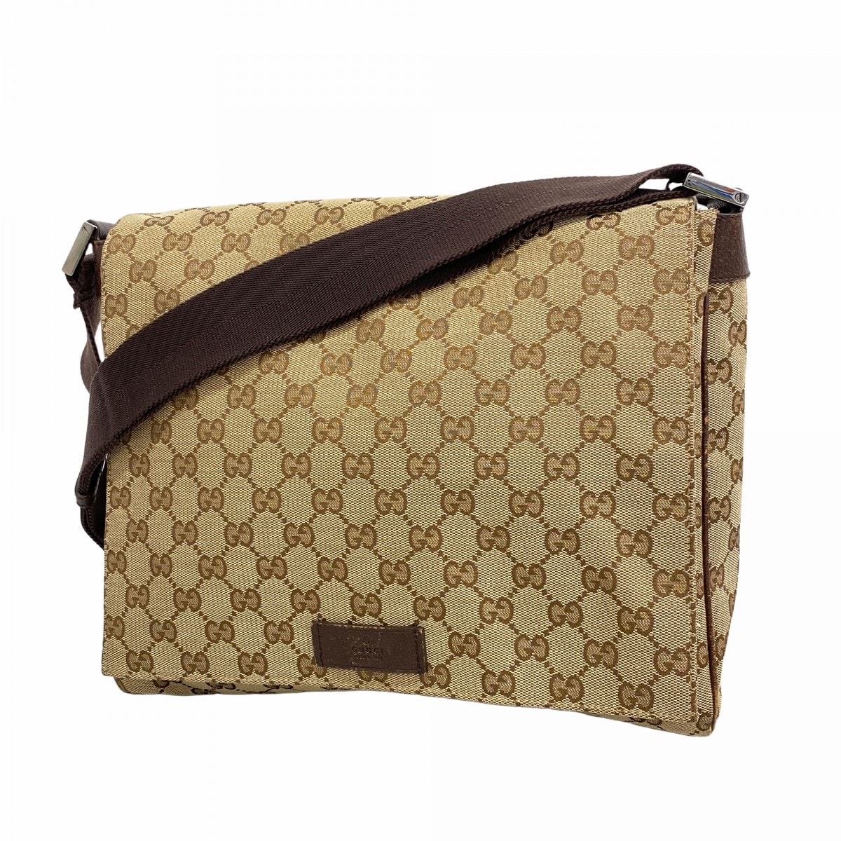 【6ce5902-k】グッチ ショルダーバッグ GGキャンバス 146236 キャンバス ベージュ ブラウン シルバー金具【中古】レディース
