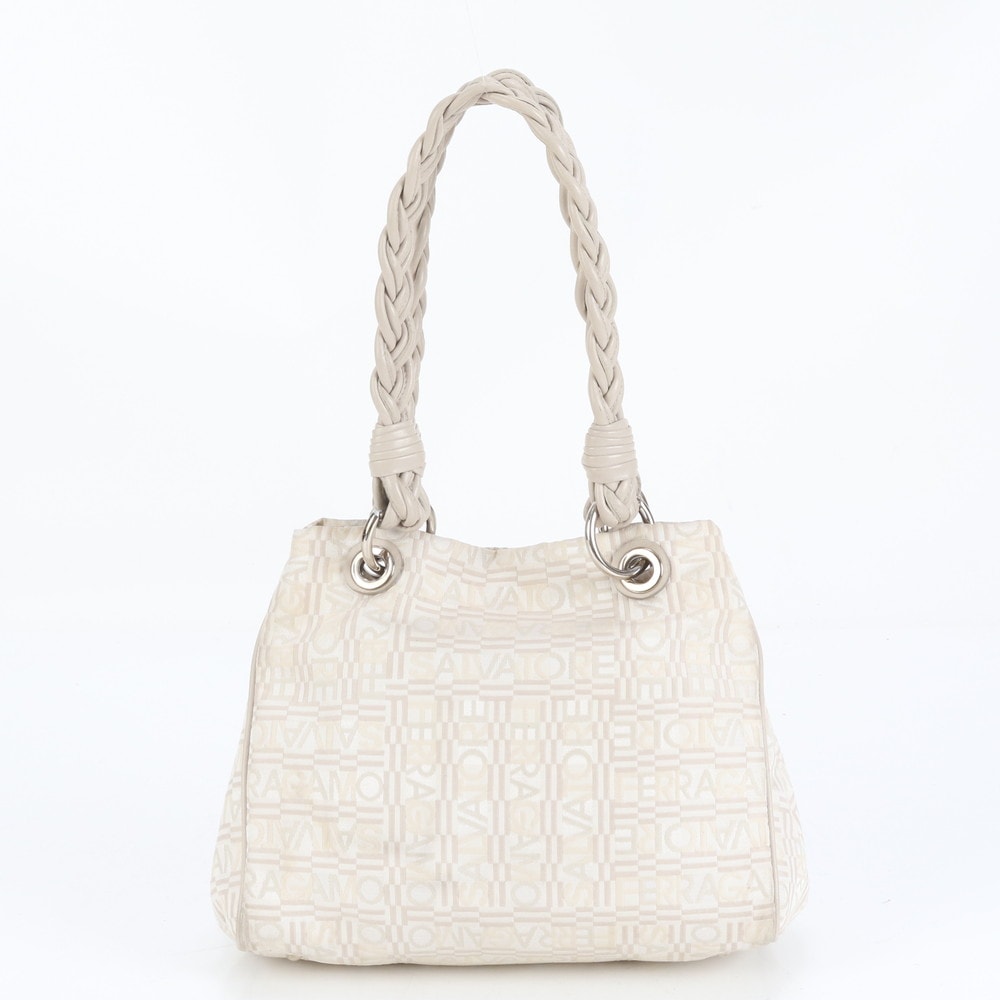 ■極美品 サルヴァトーレフェラガモ シルバー 金具トート バッグ