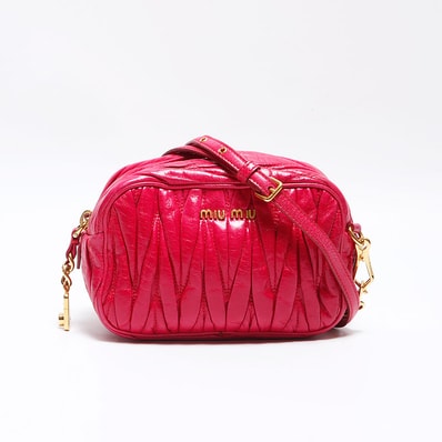 【最終値下げ】 ミュウ ミュウ Miu Miu ヴィッテロ シャイン レザー マテラッセ ショルダーバッグ【中古】