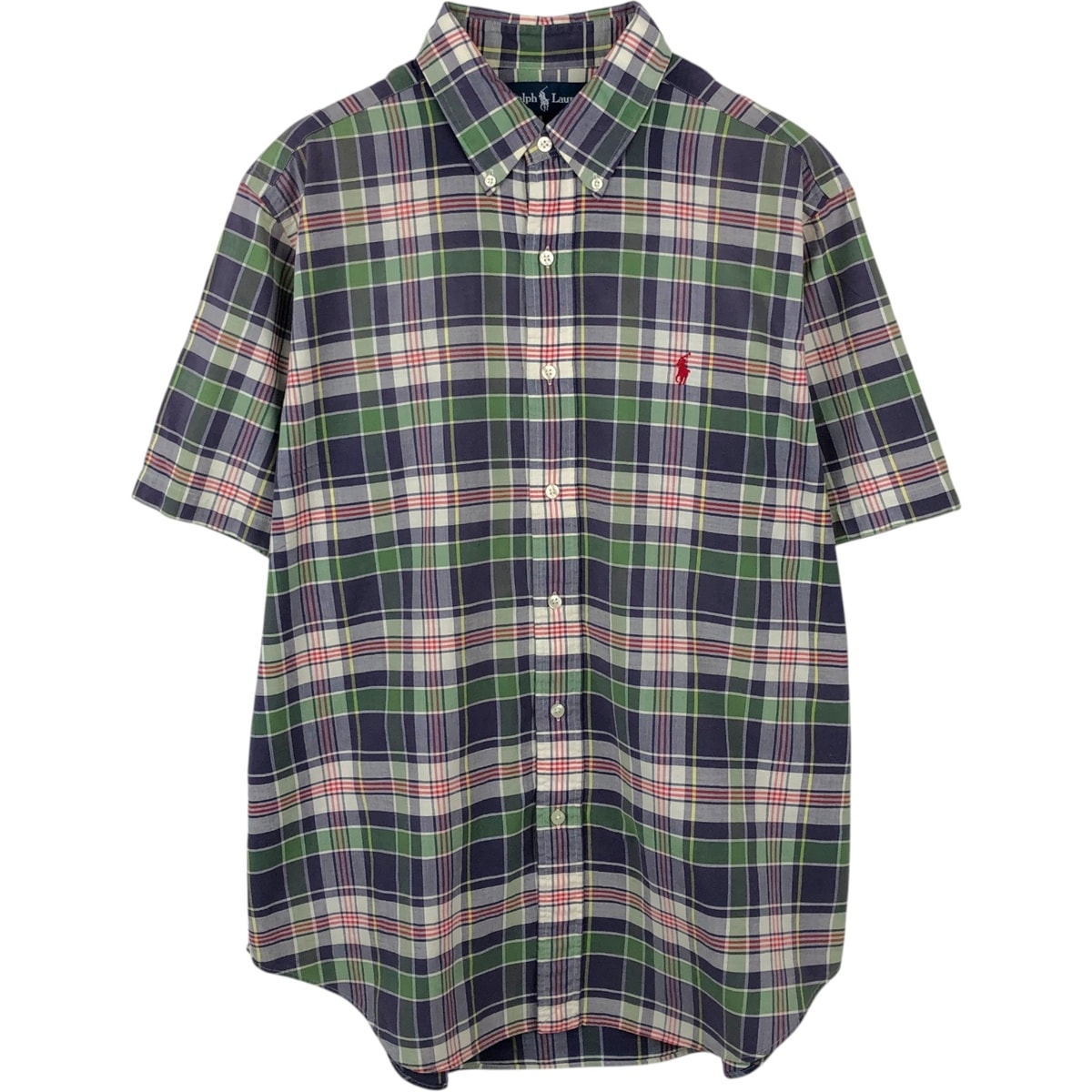 古着 ラルフローレン Ralph Lauren CLASSIC FIT クラシックフィット 半袖 ボタンダウン チェックシャツ メンズL相当/eaa660533