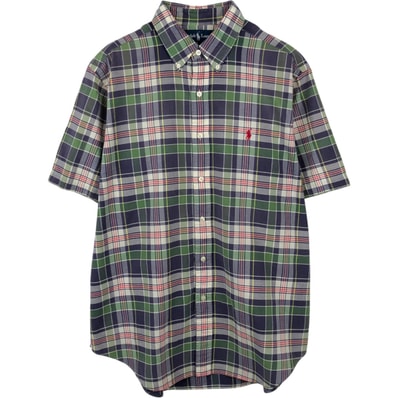 古着 ラルフローレン Ralph Lauren CLASSIC FIT クラシックフィット 半袖 ボタンダウン チェックシャツ メンズL相当/eaa660533