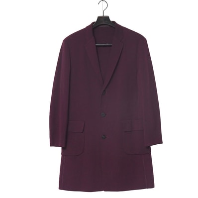 ■美品■ISSEY MIYAKE MEN イッセイミヤケ メン コート サイズ2 ニット チェスターコート ワインレッド ブランド古着【中古】20260630/RA9952
