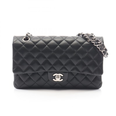 シャネル CHANEL マトラッセ Wフラップ ショルダーバッグ バッグ ラムスキン(羊革) レディース ブラック系 【中古】