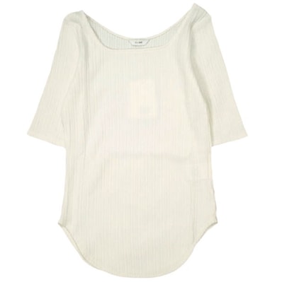新品 CLANE クラネ 日本製 RIB DEEP NECK TOPS リブディープネックトップス 12105-1312 1 WHITE 半袖 スクエアネック カットソー トップス g23090
