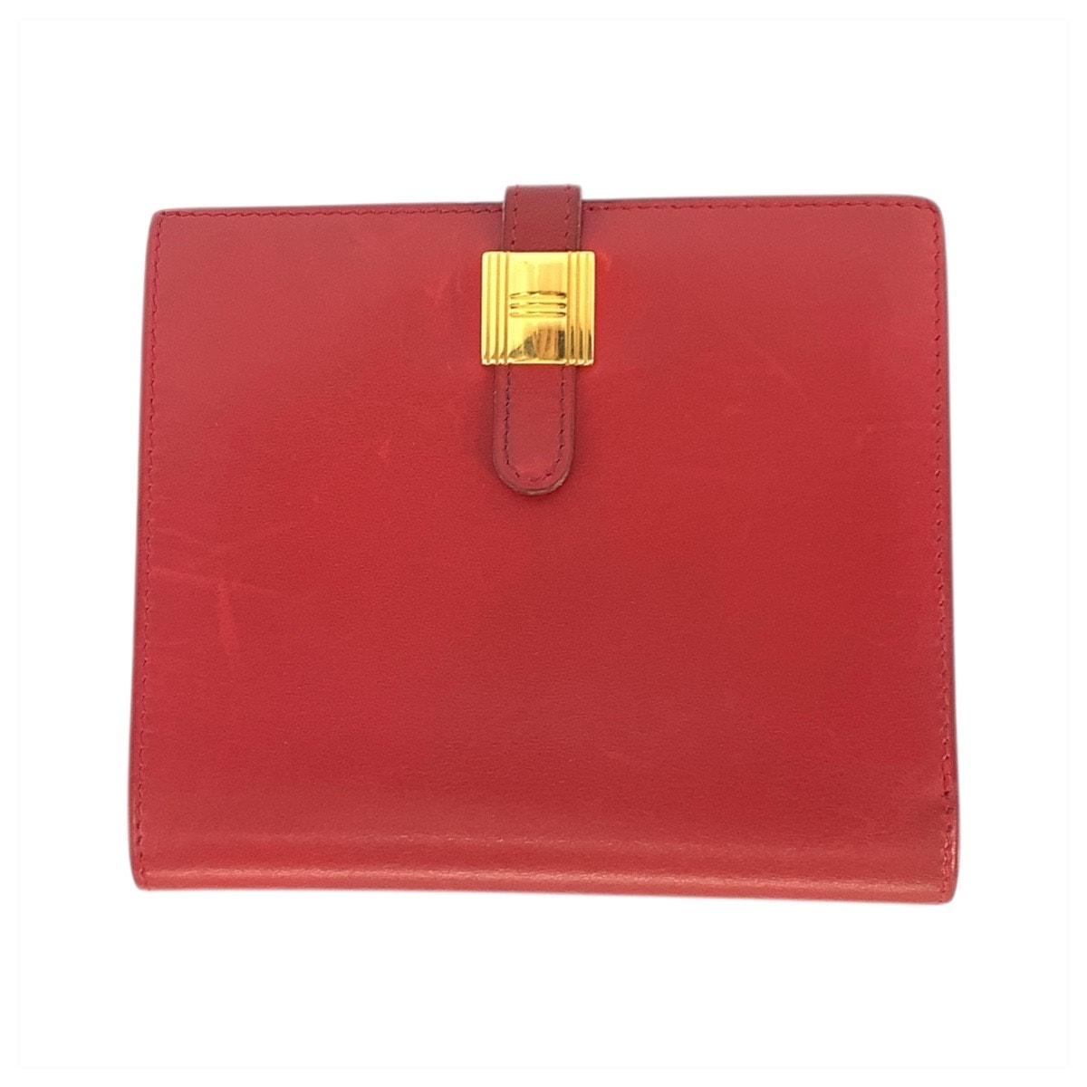 HERMES エルメス ソミュール レッド ゴールド金具 レザー 折財布 コンパクトウォレット ◯X刻印 レディース 601446 【中古】 B (目立った傷や汚れなし)】HERMES エルメス ソミュール レッド