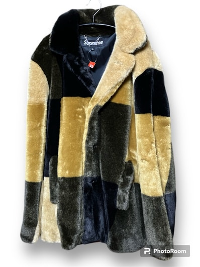 新品未使用 XL Supreme Faux Fur Coat ファー コート マルチカラー タグ付き