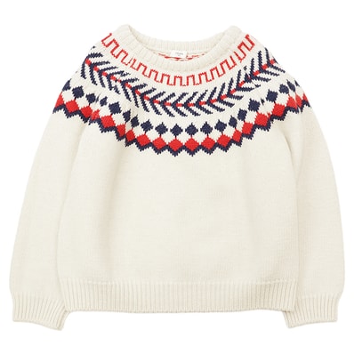 【新品同様】CELINE セリーヌ ニットセーター メンズ サイズ XL ローゲージ フェアアイル ドロップショルダー ロングスリーブ 長袖 オーバーサイズ ウール100% トップス アイボリー レッド ブルー 白 赤 青 イングランド製