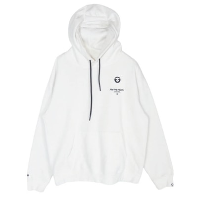 A BATHING APE アベイシングエイプ AAPSWM3801XXH AAPE HOODIE SWEATER エーエイプ 着脱可 猿フェイスワッペン付 スウェット パーカー ホワイト系 M【中古】