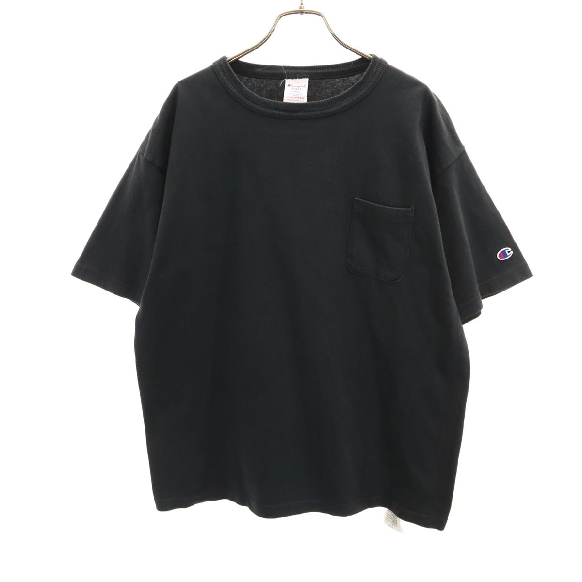 Champion チャンピオン USA製 半袖 ヘビーウェイト Tシャツ L ブラック ポケT 無地