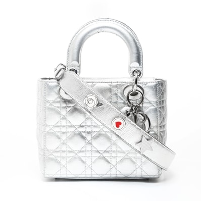 ディオール Dior レディディオール カナージュ メタリック ハンドバッグ【中古】