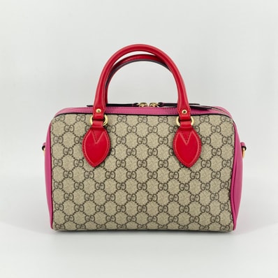 GUCCI(グッチ) GGスプリーム トップ 409529 ハンドバッグ ベージュ×ピンク