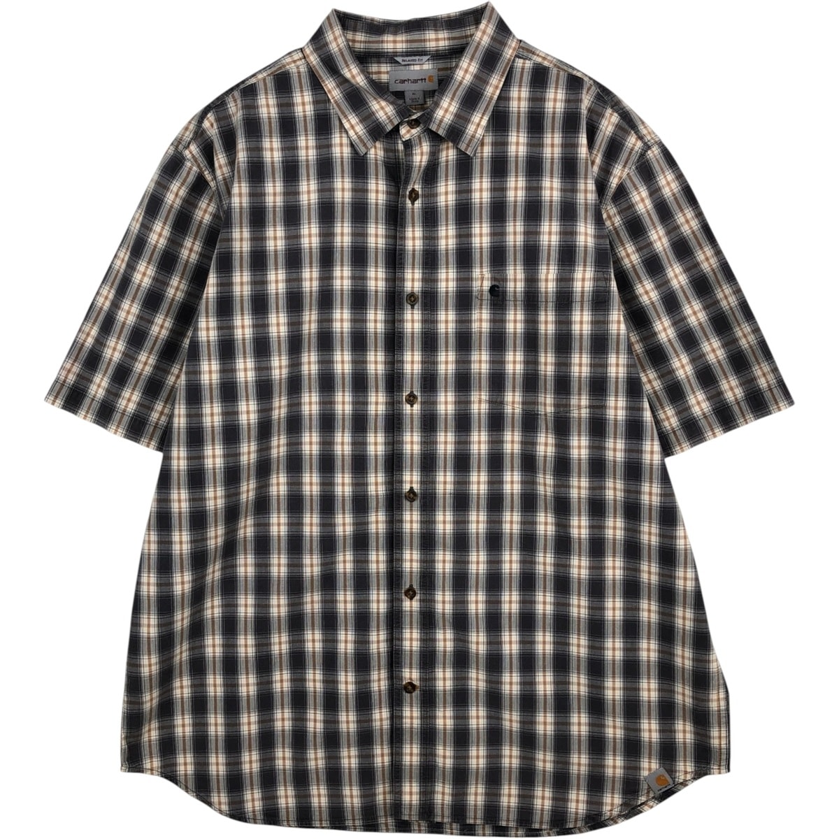 古着 カーハート Carhartt RELAXED FIT チェック柄 半袖 ワークシャツ メンズXL相当/eaa623248