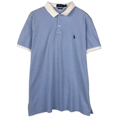 古着 ラルフローレン Ralph Lauren POLO RALPH LAUREN CUSTOM SLIM FIT 半袖 ボーダー ポロシャツ メンズXL相当/eaa653606