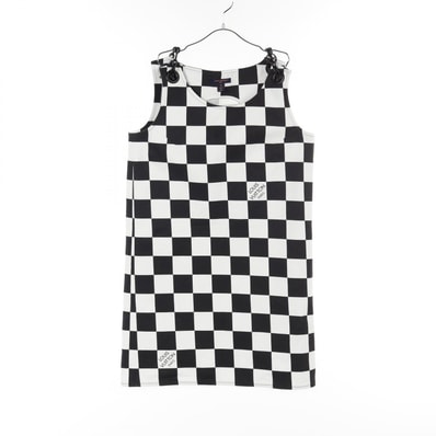 ルイ・ヴィトン LOUIS VUITTON ダミエ デニムチェーンストラップ ドレス ワンピース 衣料品 トップス コットン レディース ブラック系 / ホワイト系 【中古】