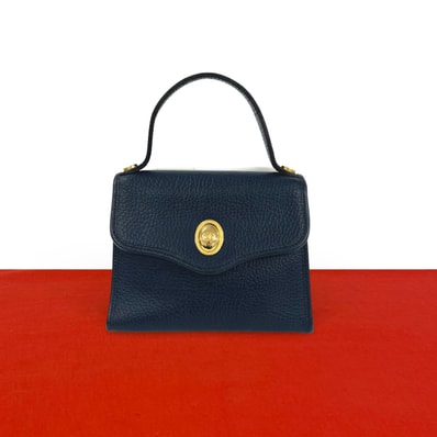 Christian Dior ディオール CD ロゴ 金具 レザー ハンドバッグ ネイビー
36345