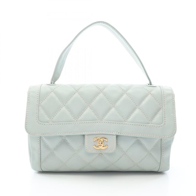 シャネル CHANEL ワイルドステッチ トップハンドル ハンドバッグ バッグ レザー レディース ブルー系 【中古】