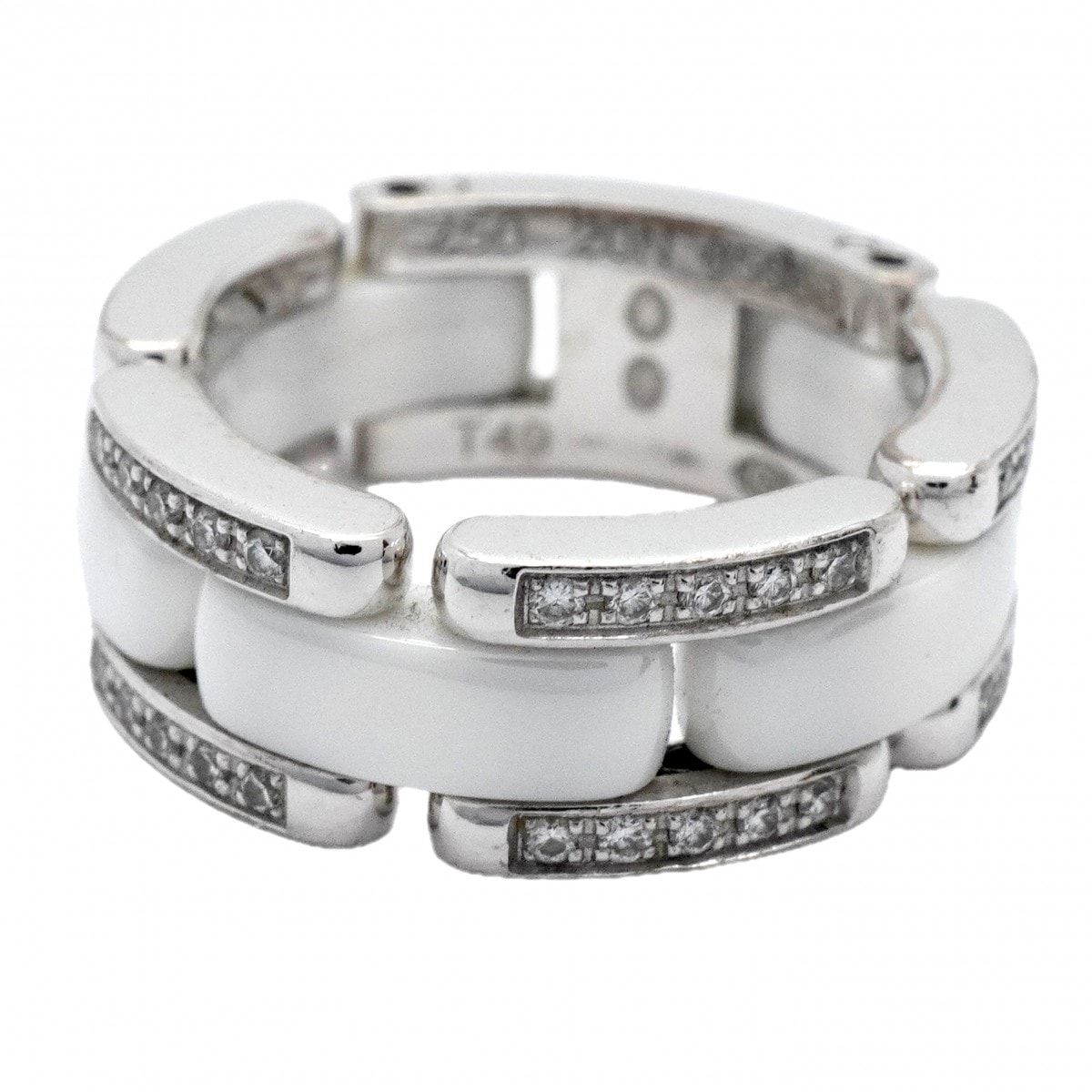 【6jdb0408-16】シャネル リング ウルトラコレクション K18WG ホワイトゴールド セラミック ダイヤモンド ホワイト #49【中古】レディース