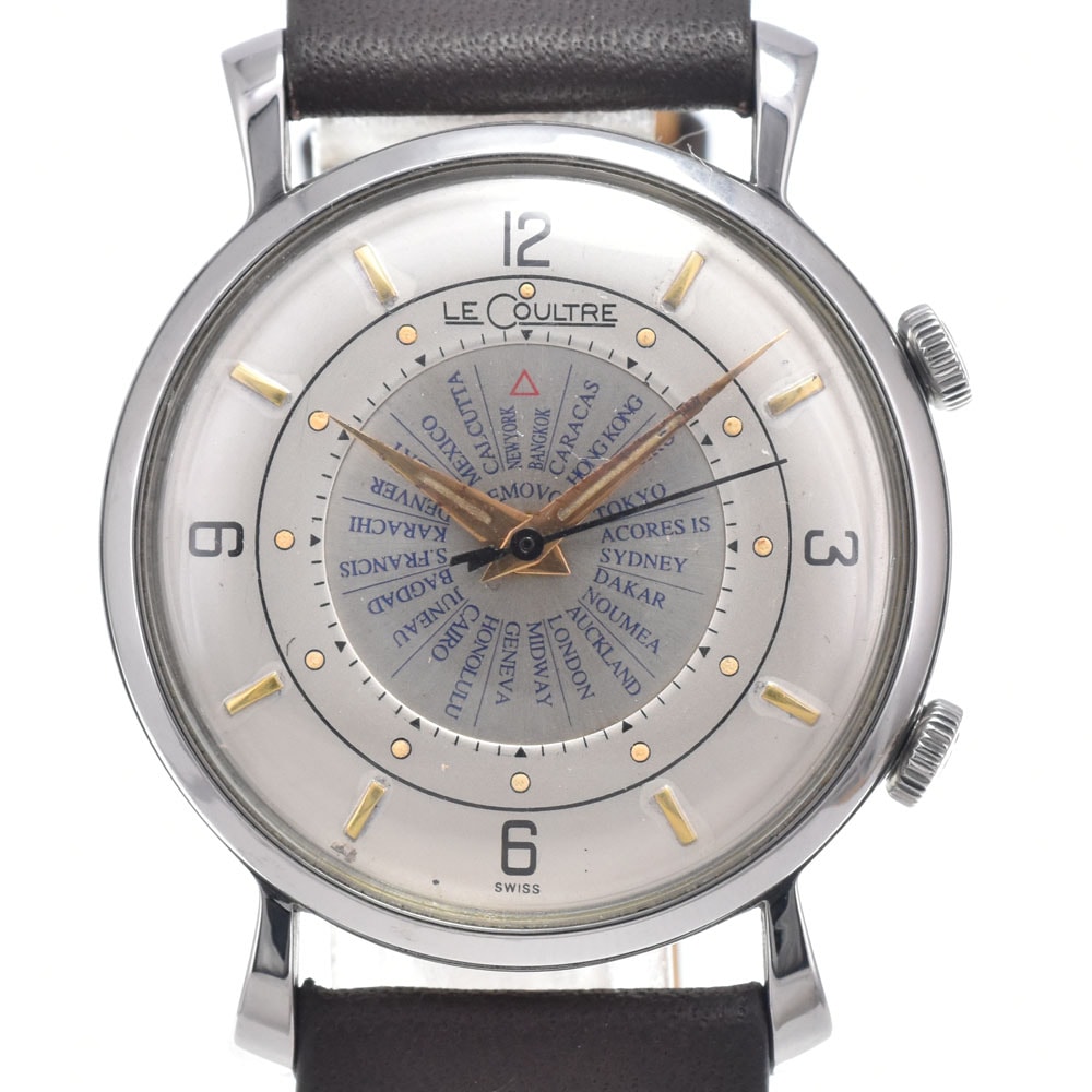 ジャガー・ルクルト JAEGER-LECOULTRE メモボックス ワールドタイム Cal.814 シルバー 手巻き メンズ 良品 腕時計 I#150380