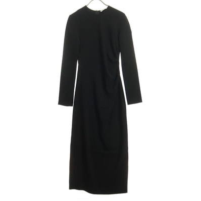 美品 ZARA ザラ 長袖 Uネック タイト ロングワンピース XS ブラック