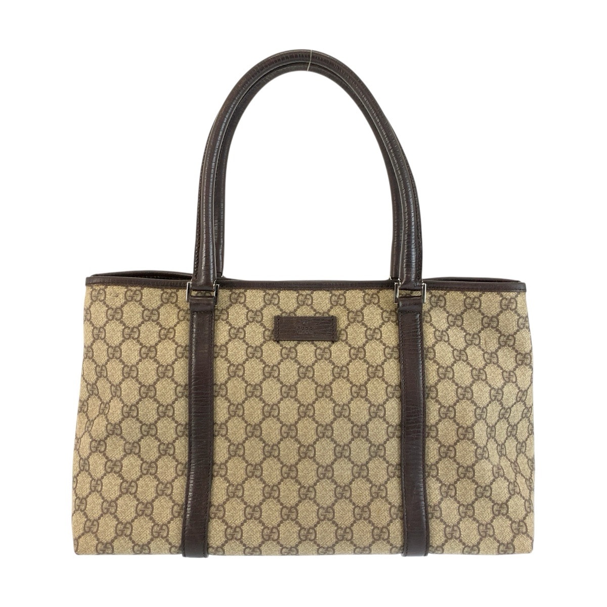 GUCCI グッチ ベージュ ブラウン シルバー金具 GGスプリームキャンバス レザー/ トートバッグ ショルダーバッグ 604718 【中古】