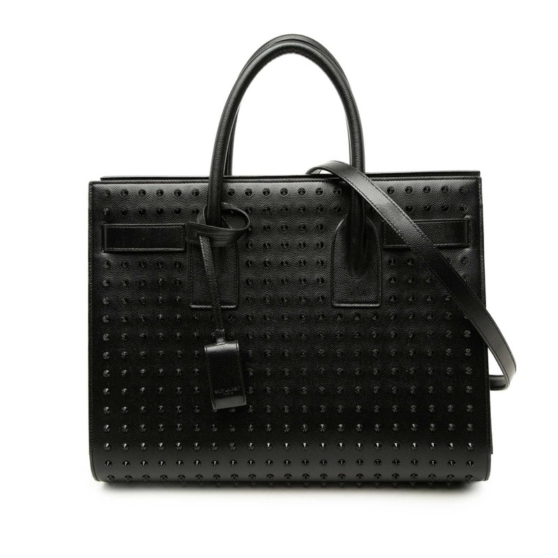 サンローラン サックドジュール スタッズ ハンドバッグ ショルダーバッグ 2WAY 355154 ブラック レザー レディース SAINT LAURENT 中古