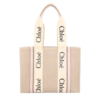 クロエ ミディアム トートバッグ ウッディ トートバッグ キャンバス CHC22AS383I26521 ベージュ レディース Chloe 中古
