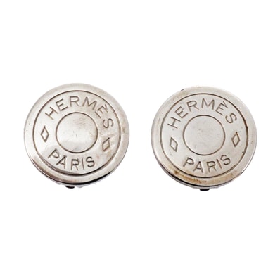 【6jib0525】エルメス イヤリング セリエ メタル シルバー【中古】レディース