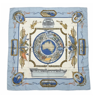 HERMES エルメス カレ90 スカーフ
シルク ブルー ユニセックス
【中古】