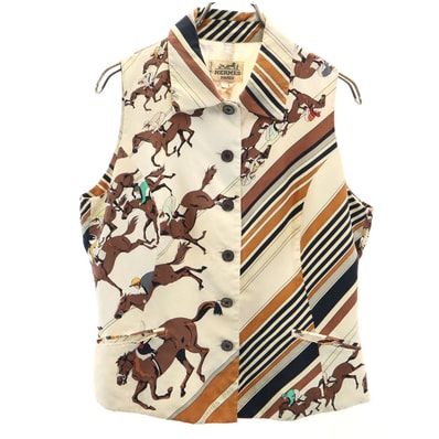 HERMES エルメス 馬柄 ベスト 40 アイボリー系