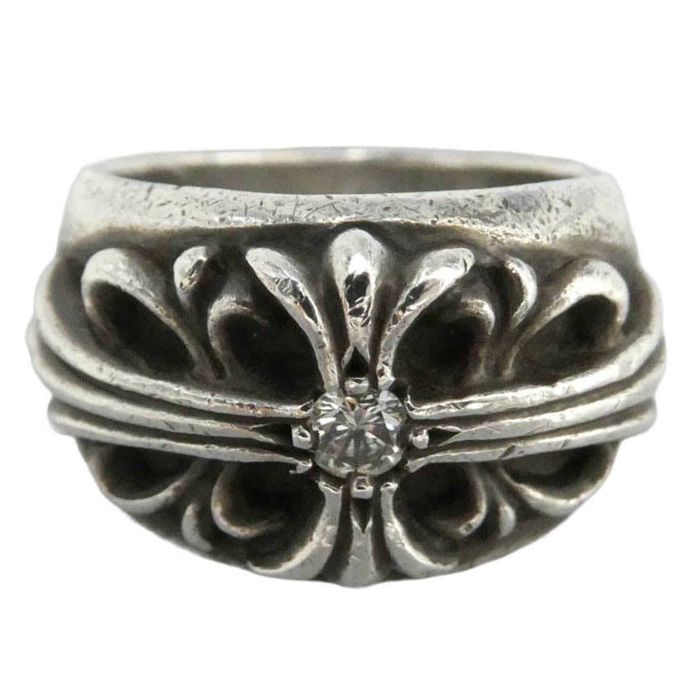 CHROME HEARTS クロムハーツ(原本無) FLRL CRS 1DIA フローラルクロス 1ダイヤ リング シルバー系 14号【中古】