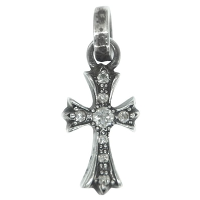 Chrome Hearts Baby Fat Cross Pave Diamond Charm "Silver"