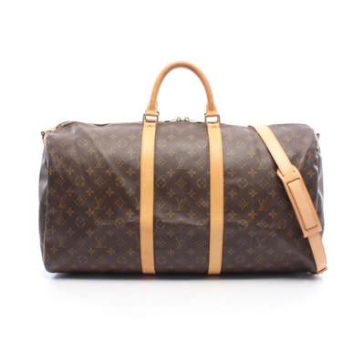 ルイ・ヴィトン LOUIS VUITTON キーポル バンドリエール55 モノグラム 2WAY ボストンバッグ バッグ PVCコーティングキャンバス レザー メンズ レディース ブラウン系 M41414 【中古】