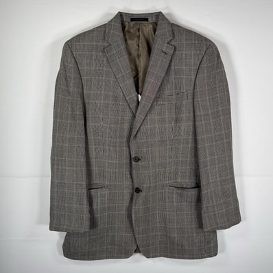 古着 ラルフローレン RALPH LAUREN テーラードジャケット ブレザー シルク ウール スーツ 大きいサイズ 13200 ブラウン系 チェック メンズ