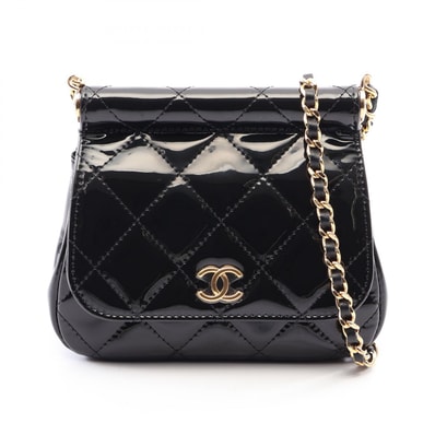 シャネル CHANEL マトラッセ スモール ショルダーバッグ バッグ パテントレザー レディース ブラック系 AP3005 【中古】