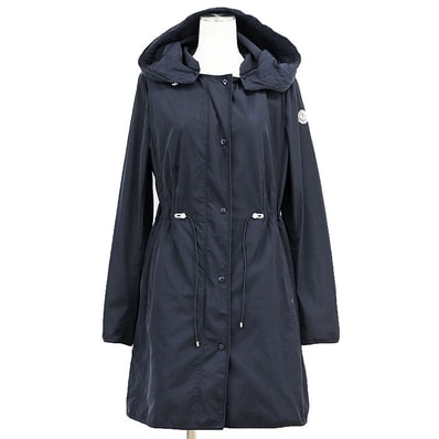 MONCLER モンクレール コート ANTHEMIS サイズ 3 レディース 2018年製 ロゴ ワッペン フード取り外し可 ポリエステル100% アウター ネイビー 紺 ルーマニア製