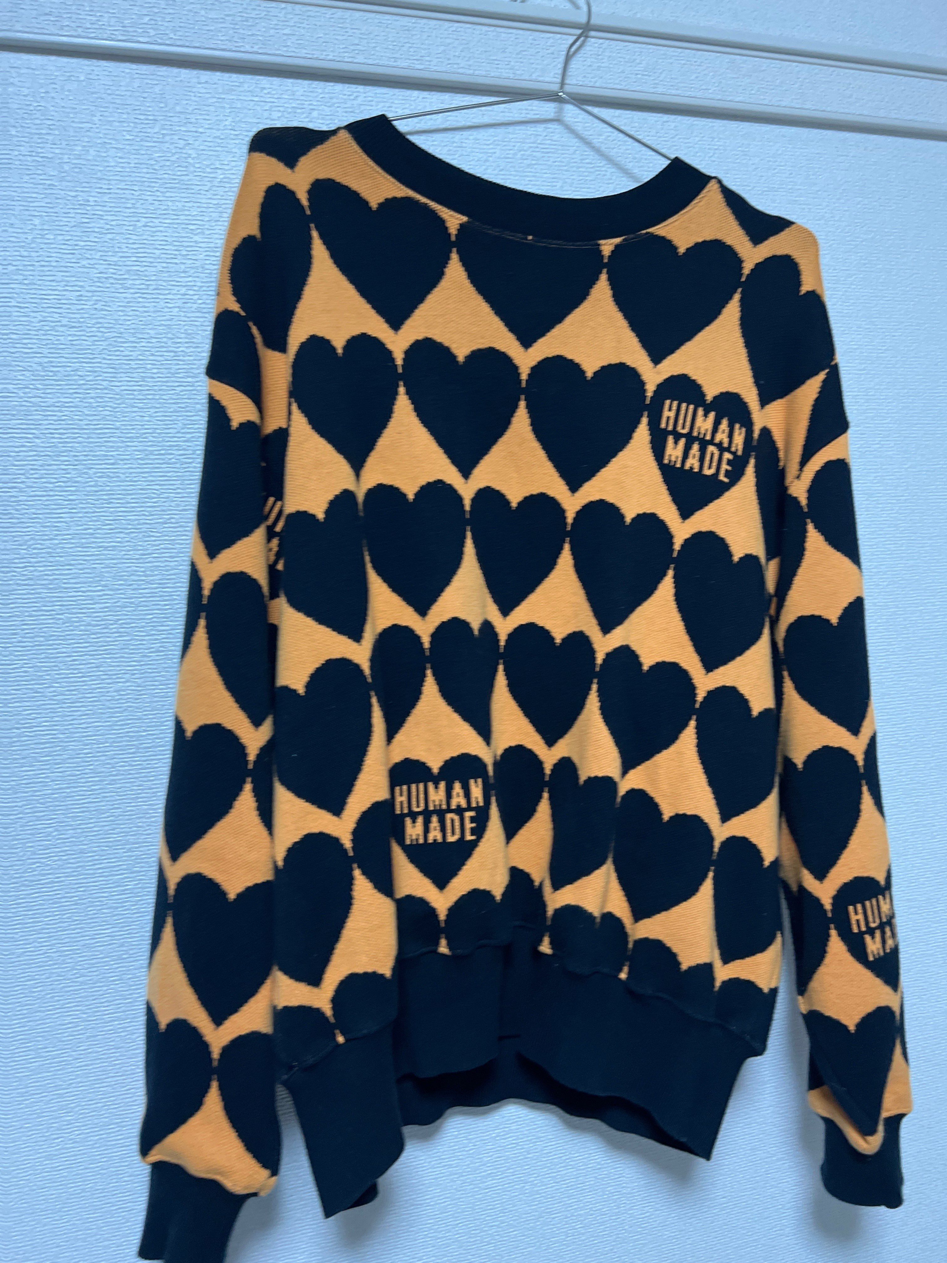 HUMAN MADE HEART CHECK KNIT "Orange"